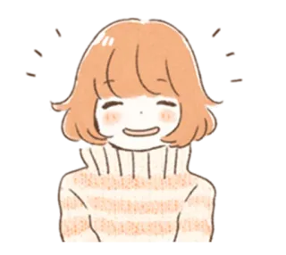 😊 dziewczyna anime, słodka, uśmiechnięta, kreskówka, sweter, kawaii telegram sticker