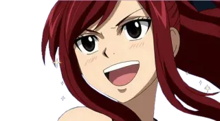 😃 Erza Scarlet Fairy Tail Anime, Desenho animado, Cabelo ruivo, Sorrindo, Erza Scarlet, Fairy Tail telegram sticker