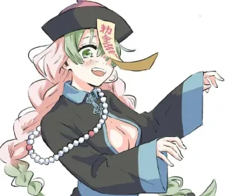 💘 Mitsuri Kanroji Demon Slayer 勒令全消 anime, demon slayer, mitsuri kanroji, jiangshi, chinese zombie, kawaii, cute telegram sticker