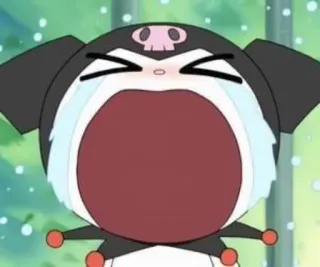 💕 Kuromi Kuromi, Sanrio, anime, llorando, dibujos animados, personaje telegram sticker