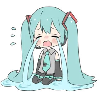 😭 Hatsune Miku Anime, Vocaloid, Hatsune Miku, Chorando, Triste whatsapp sticker