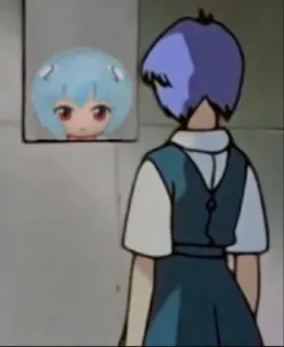 🌟 Rei Ayanami Neon Genesis Evangelion anime, cartoon, Mädchen, Portrait, Spiegelung, Spiegel, Rei Ayanami, Evangelion telegram sticker