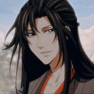 😘 anime, homem, cabelo comprido, sorrindo com desdém telegram sticker