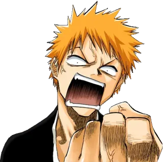 💢 Ichigo Kurosaki Bleach Anime, Manga, Ichigo, Bleach, Postać, Kurosaki, Zły, Wyraz whatsapp sticker