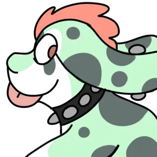 😛 dog, spotted, animal, cartoon, pet, collar telegram sticker