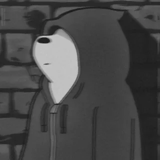 😼 oso, sudadera con capucha, We Bare Bears, dibujos animados, escala de grises telegram sticker