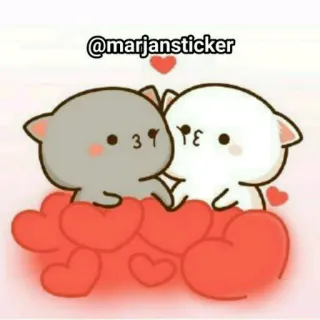 💖 @marjansticker кошки, любовь, сердца, милые, животные, мультик telegram sticker