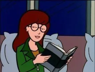 🌟 Daria Morgendorffer Daria Daria, cartoon, reading, book, glasses, animated telegram sticker
