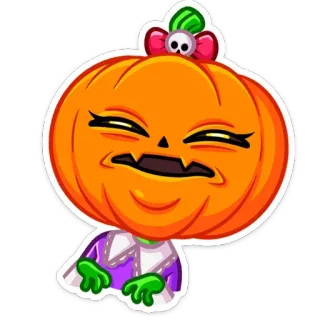 😐 zucca, halloween, cartone animato, spaventoso, divertente, carino, arancione, personaggio telegram sticker