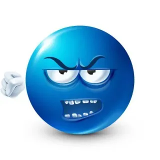 🌟 boos, emoji, blauw, vuist, agressie whatsapp sticker