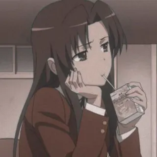 🥯 Anime, Garota, Bebendo, Desenho animado, Uniforme escolar, Toradora telegram sticker