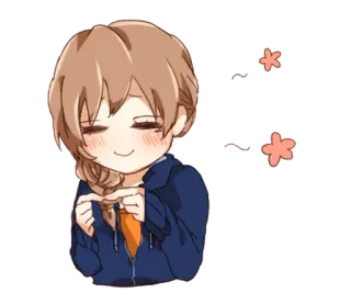 👩 Anime, Niedlich, Fröhlich, Kawaii, Erröten, Cartoon telegram sticker