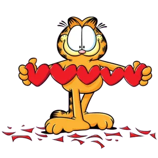 ❤️ Garfield cat, cartoon, orange, hearts, garfield whatsapp sticker