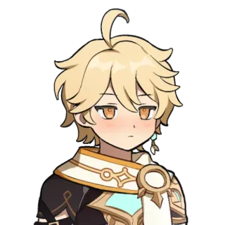 ✨ Aether Genshin Impact Aether, Genshin Impact, Anime, Videospielcharakter, Blonde Haare, Erröten telegram sticker