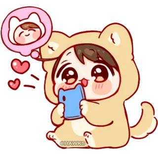 💞 cute, cartoon, chibi, animal costume, kawaii telegram sticker