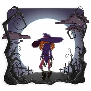 👋 かぼちゃ, ハロウィン, かかし, 秋, 月, 夜, 不気味, 墓地 telegram sticker