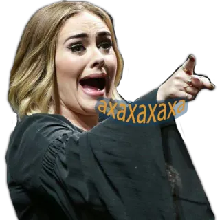 😂 Adele axaxaxaxa adele, celebridade, cantora, mulher, apontando telegram sticker