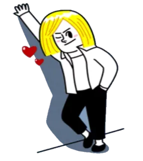 😉 漫画, キャラクター, 愛, ハート, 寄りかかり, 人 telegram sticker