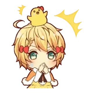 🤭 Chibi, Carino, Anime, Adesivo, Kawaii, Pollo whatsapp sticker