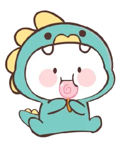 🍭 cute, kawaii, dinosaur, lollipop, cartoon, sticker, adorable telegram sticker