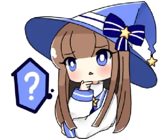 🤔 ? Anime, Pergunta, Bruxa, Desenho animado, Bonito, Menina, Adesivo telegram sticker