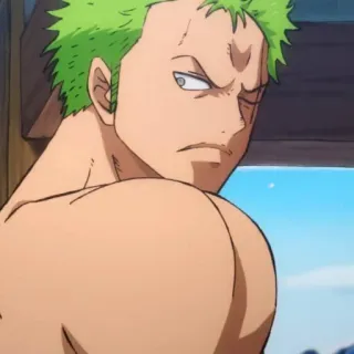 😒 Zoro One Piece Anime, Pirata, Spadaccino, Capelli verdi, Cicatriz telegram sticker