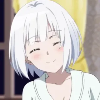 🍁 Anime, Garota, Sorriso, Cabelo branco, Fofa telegram sticker
