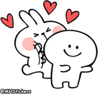 🤛 @MHStickers fofo, desenho animado, coelho, amor, coração, adesivo, saudável whatsapp sticker