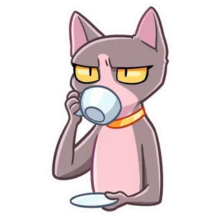 ☕️ kot, herbata, filiżanka, zwierzę, kreskówka, napój whatsapp sticker