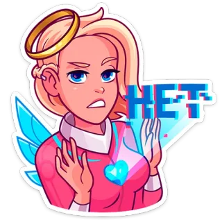 🙅‍♂️ HET アニメ, 女の子, 翼, 光輪, ロシア, いいえ, 拒否 telegram sticker
