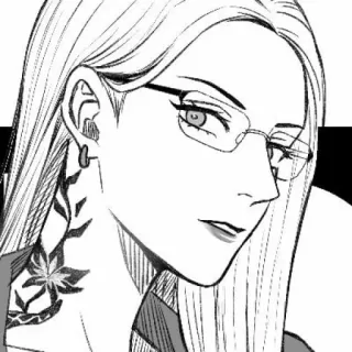 😎 mujer, gafas, tatuaje, retrato, blanco y negro telegram sticker