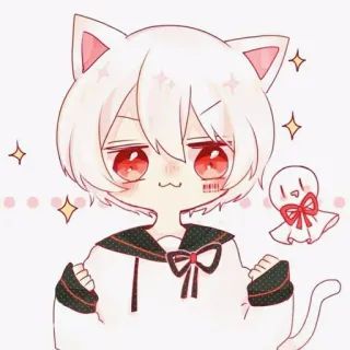 🇦🇱 Anime, Anak kucing, Kawaii, Imut, Ilustrasi, Seni digital telegram sticker