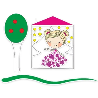🏠 女の子, 木, ドレス, かわいい, アニメ, ステッカー telegram sticker