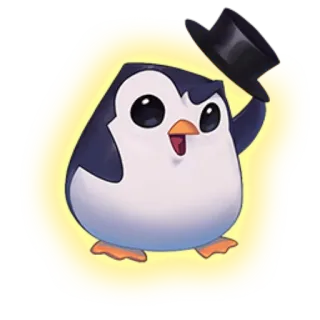 🎩 pinguino, cappello a cilindro, carino, cartone animato, animale, personaggio, sticker, giallo telegram sticker