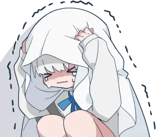 😨 anime, llorando, asustado, emocional, blanco, lindo, triste telegram sticker