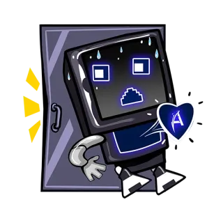 🤫 робот, испуганный, сердце, дверь, мультик, персонаж telegram sticker