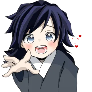 💫 Giyu Tomioka Demon Slayer 动漫, 鬼灭之刃, 富冈义勇, Q版, 可爱 whatsapp sticker