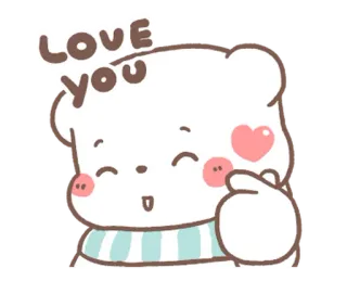 💬 Love you urso, amor, fofo, kawaii, coração, desenho animado telegram sticker