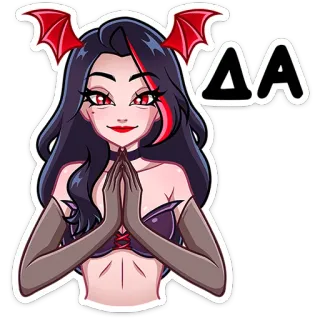 ⭐ ΔΑ demone, ragazza, personaggio, cartone animato, fantasy telegram sticker