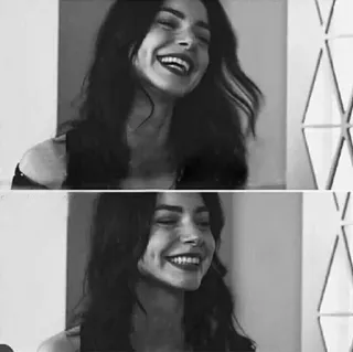 😂 mujer, retrato, sonriendo, blanco y negro, feliz telegram sticker