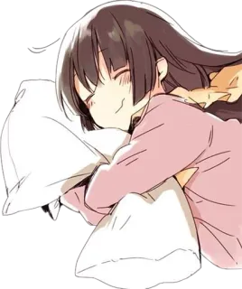 😴 Аниме, Девушка, Спит, Подушка, Милый, Мультфильм telegram sticker