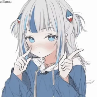 💙 Gawr Gura anime, girl, cute, vtuber, gawr gura, hololive, shark telegram sticker