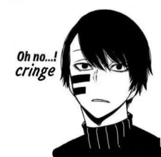 😟 Oh no...! cringe Anime, Manga, Cringe, Personnage, Expression, Noir et blanc telegram sticker