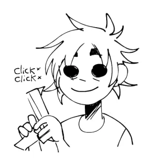 🙂 click* click* desenho animado, arma, esboço, preto e branco, desenho telegram sticker