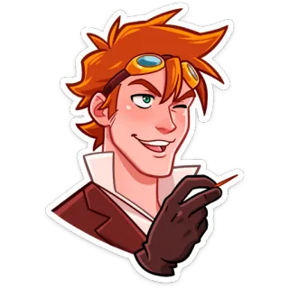 😉 мультфильм, мужчина, персонаж, очки, стимпанк, портрет telegram sticker