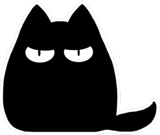 😧 Katze, Tier, schwarze Katze, Cartoon, grummelig, Silhouette telegram sticker