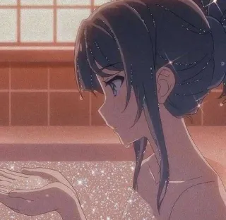 🌟 アニメ, 女の子, お風呂, キラキラ, 漫画, イラスト telegram sticker