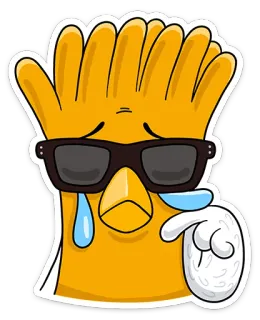 😢 luva, emoji, desenho animado, chorando, óculos de sol, triste whatsapp sticker