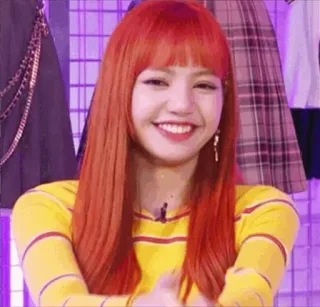 🍊 Lisa K-pop, Lisa, Blackpink, zangeres, beroemdheid, vrouw, lachend telegram sticker