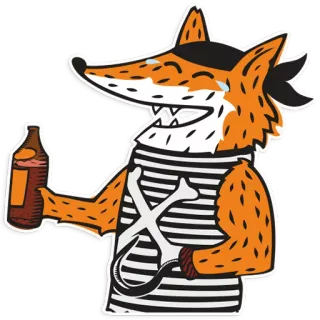 😂 renard, pirate, alcool, dessin animé, animal, boire, bière telegram sticker